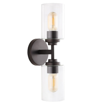 Cera Farmhouse Industrial Iron Cylinder LED Sconce - JONATHAN Y